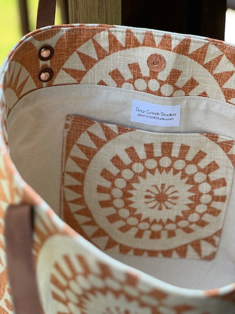 Market Tote- Clay Aztec Pattern
