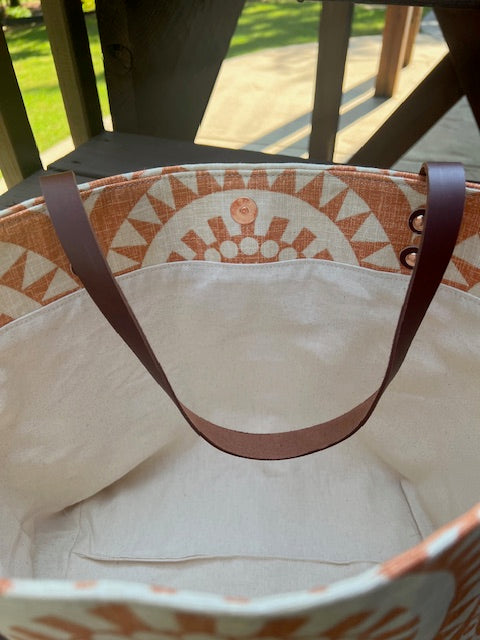Market Tote- Clay Aztec Pattern