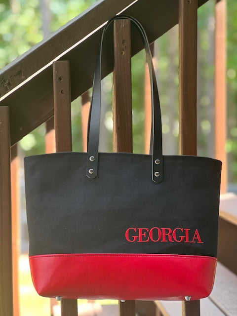 Ashford Tote- Black/Red/Georgia