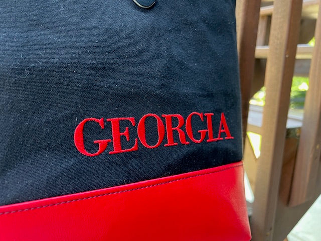 Ashford Tote- Black/Red/Georgia