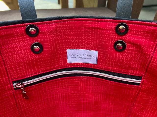 Ashford Tote- Black/Red/Georgia