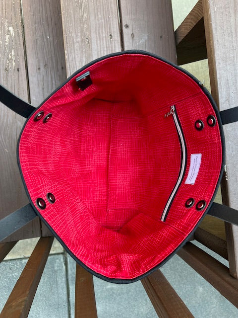 Ashford Tote- Black/Red/Georgia