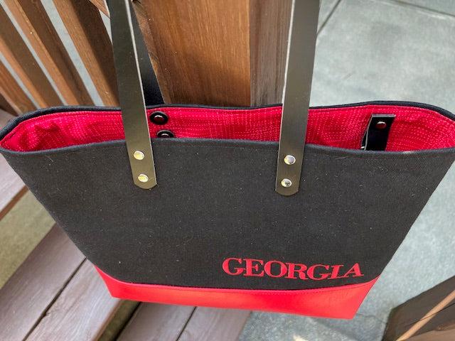 Ashford Tote- Black/Red/Georgia