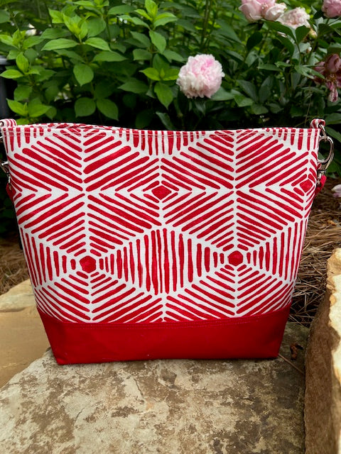 Red Geometric Tote