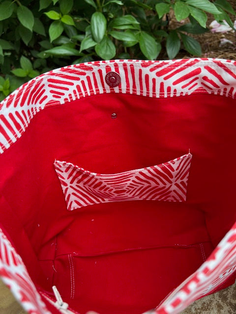 Red Geometric Tote