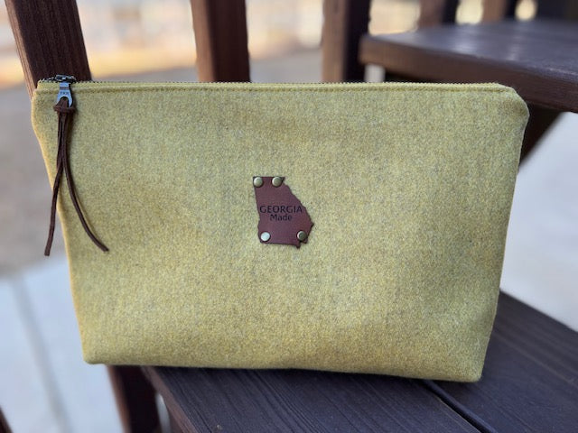 Yellow Wool Zipper Pouch - Essentials - Travel - Gift Idea