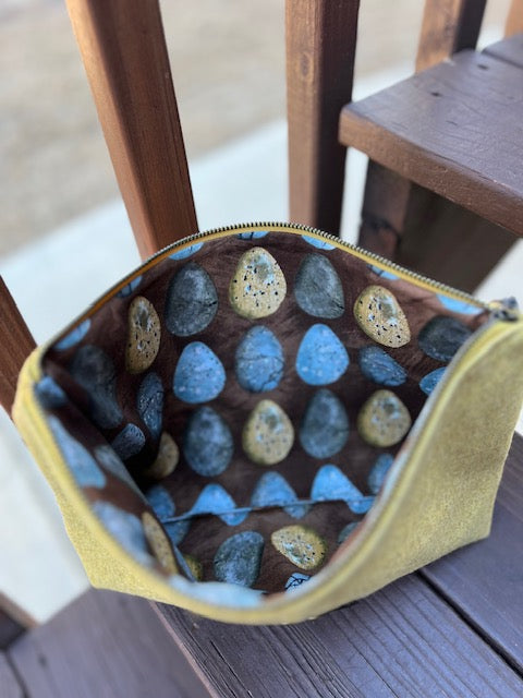 Yellow Wool Zipper Pouch - Essentials - Travel - Gift Idea