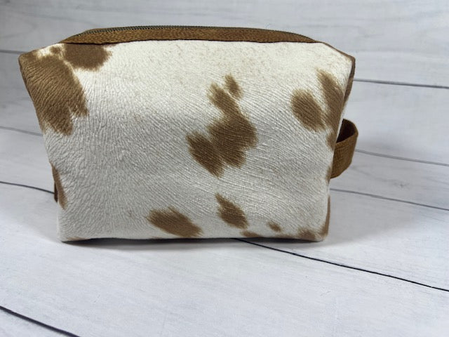 Brown Faux Cowhide Medium Dopp Kit, Travel Bag