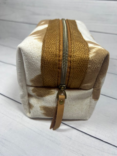 Brown Faux Cowhide Medium Dopp Kit, Travel Bag