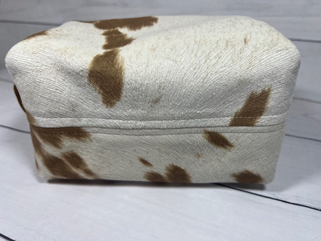 Brown Faux Cowhide Medium Dopp Kit, Travel Bag
